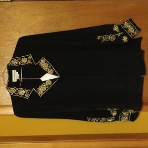 New with tags 100% silk black embroidered Diane Von Furstenberg blouse